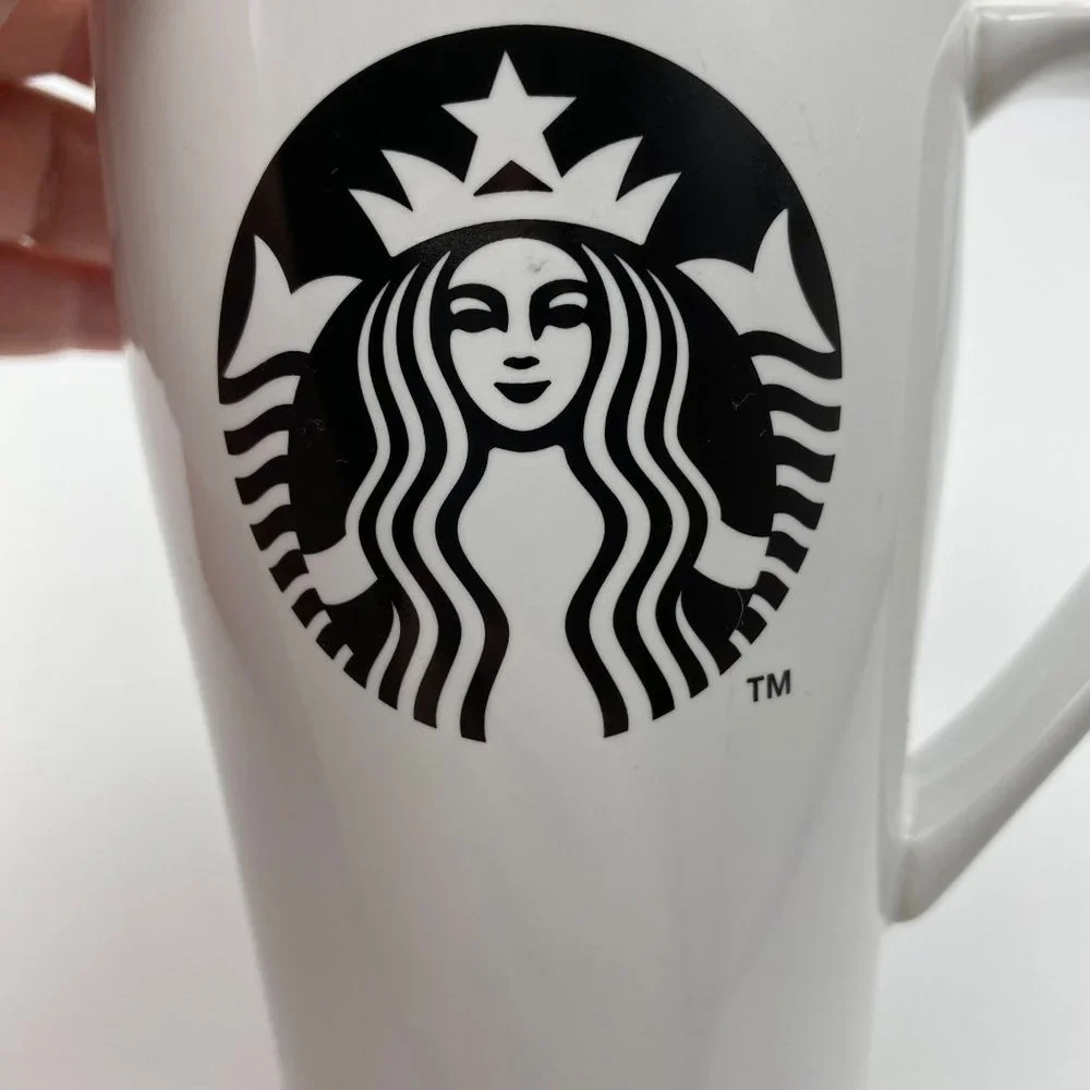 Starbucks 2014 coffee‎ mug white black mermaid 18fl oz tea cup